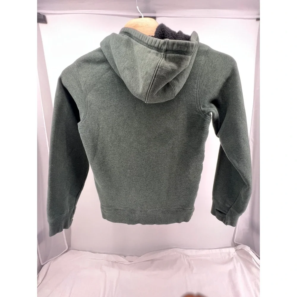 The North Face Boys Fleece‎ Lined Full Zip Hoodie Green Sherpa Hooded Jacket S